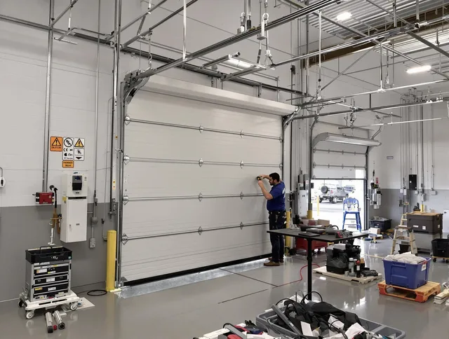 Commercial garage door repair being performed by Pembroke Pines Garage Door Repair expert in Pembroke Pines