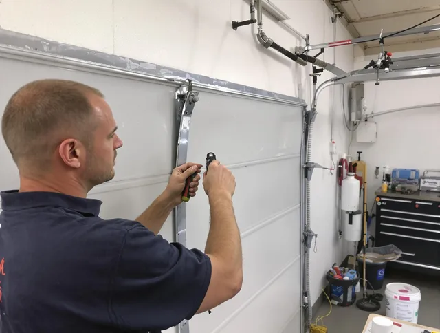 Before and after garage door dent repair by Pembroke Pines Garage Door Repair in Pembroke Pines