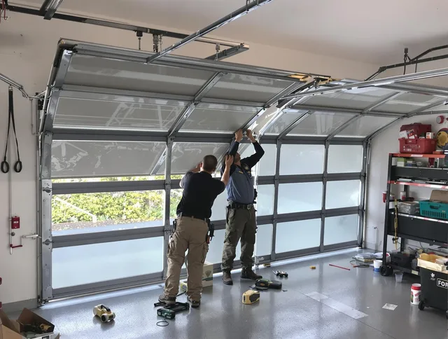 Pembroke Pines Garage Door Repair expert performing precise panel replacement on Pembroke Pines garage door